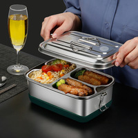 Boîte à lunch à double étage en acier inoxydable 304 pour les employés de bureau et les étudiants, conservation des aliments avec compartiments