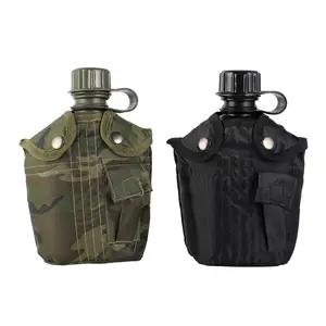 Outdoor Aluminum Canteen Water Bottle camping Survival Hiking Water Bottle with Pouch