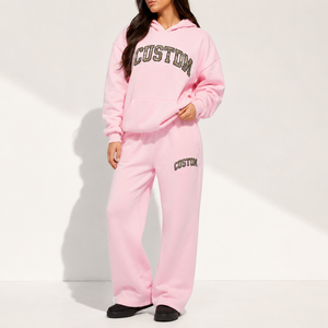 Custom Women's <strong>Plus</strong> <strong>Size</strong> High Quality Arch Camo Letter Print Hoodie &amp;Wide Leg Sweatpants Cotton Streetwear 2-Piece Tracksuit Set - Product Image 1