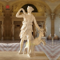 Statue Diana de chasseur en marbre grandeur nature sculptée à la main en pierre naturelle de jardin