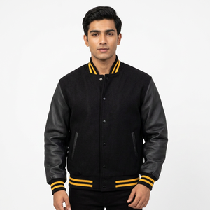 Veste universitaire pour hommes, haute qualité, OEM, manches en cuir personnalisées, broderie chenille, veste bomber style aviateur - Product Image 1