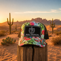 Casquette Trucker Sportive 5 Panneaux Personnalisée à Sublimation Florale Tropicale Cactus, Dos en Maille Respirante, Patch Brodé, Casquette Snapback OEM