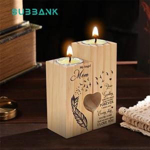 Subbank, regalo <span class=keywords><strong>de</strong></span> San Valentín <span class=keywords><strong>de</strong></span> madera personalizado para hombres y mujeres, pareja romántica en forma <span class=keywords><strong>de</strong></span> corazón, decoración <span class=keywords><strong>de</strong></span> boda, portavelas - Product Image 5