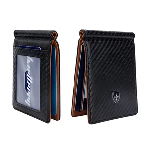Baellerry minimalisti Mini portafogli sottile in fibra di carbonio Business porta carte di credito portafoglio uomo in microfibra