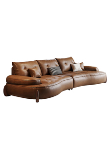 Divano Modulare in Vera Pelle Marrone Caramello Vintage con Braccioli Dritti, Adatto per Piccoli Appartamenti - Product Image 5