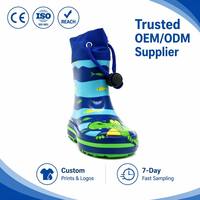 Bottes de pluie pour enfants en caoutchouc naturel à 100 %, non toxiques, inodores, écologiques, avec col à cordon, imperméables, bottes Wellington pour garçons
