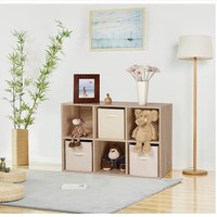 Armoire de rangement pour meubles de maison à six compartiments de couleur bois clair pour la chambre d'enfant, jouets et articles divers, présentoir créatif