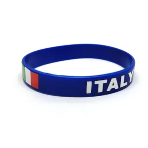 Advertising Gift Event High Woven Custom Fabric Cowboys Luminous Italy Flag Impression Bracelet Silicone Wristband