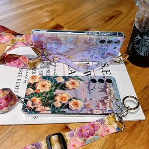 Funda de lujo con correa de pulsera de flores IMD para <span class=keywords><strong>Samsung</strong></span> S23 21 22 Plus S24 Ultra Cover <span class=keywords><strong>A</strong></span> 14 54 34 13 33 53 12 <span class=keywords><strong>52</strong></span> funda brillante - Product Image 6