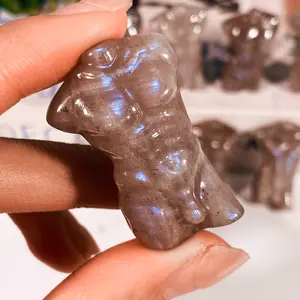 Recién llegado, artesanías de cristal Natural de alta calidad, piedra lunar azul, modelo masculino, tallado corporal para Decoración