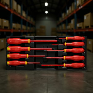 Caja de Almacenamiento de Herramientas de Plástico para Uso en Almacenes Logísticos con Juego de Destornilladores Rojos - Product Image 3