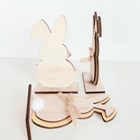 2025 nouveau Pâques en bois artisanat fête scène mise en page maison tridimensionnelle lapin décoration