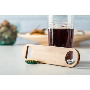 Ouvre-bouteille en acier de bambou, merchandising durable - Product Image 2