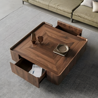 Table basse carrée en bois massif couleur noyer, style moderne et luxueux, nouveau style chinois, pour salon, table à thé combinée