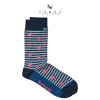 Chaussettes en bambou personnalisées pour hommes, écologiques, antibactériennes, respirantes, rayées, motif flamant rose, fantaisie, décontractées, directement de l'usine