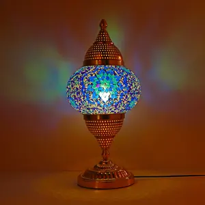 Zhelanpu Lighting Turkish Style Handmade Mosaic Electroplating Green Bronze Table Lamp For Decoration