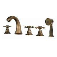 Robinet antique à cinq trous pour baignoire, robinet séparé pour eau froide et chaude, ensemble de lavabo en cuivre massif à cinq pièces, robinet rétro américain