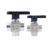 Vanne à bille à 3 voies en acier inoxydable 304 haute pression, filetage femelle NPT BSPP 1/4 3/8, pour le contrôle de l'eau, du gaz et de l'huile