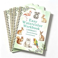 Carnet de coloriage personnalisé OEM en aquarelle, fleurs et animaux, papier coton texturé 300 g/m², reliure spirale, impression