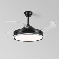 Ventilateur de plafond décoratif intelligent à 5 pales avec télécommande, source lumineuse LED en cuivre, moteur DC, kit ventilateur-plafonnier avec grille d'évacuation