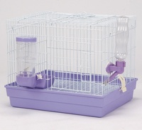 745-A Cage pour lapin de style rétro, respirante, en métal et plastique, avec mangeoire, abreuvoir et plateau en plastique, pour furets, chinchillas et cochons d'Inde