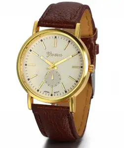 Geneva Men's Watch Belt Waterproof Quartz Watch Fashion Big Dial Business Watch