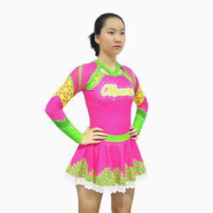 Roze <span class=keywords><strong>Cheerleading</strong></span> Uniform Met Mamre Print Kleurrijk Ontwerp Op Maat Gemaakte Teamwedstrijd Cheer Dance Performance Jurk - Product Image 4