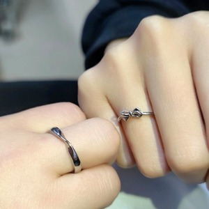 BASQUESUN Usine En Gros Personnalisé Destin Destiné <span class=keywords><strong>Trois</strong></span> Vie Couple Niche Doux Arc À La Mode Simple Tempérament Jumelé Anneau - Product Image 5