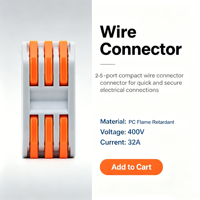 Connecteur de câble 3 entrées 3 sorties à levier en ligne 3 broches OEM ODM, bornier de raccordement 0,2 à 4,0 mm² avec boîtier ignifuge