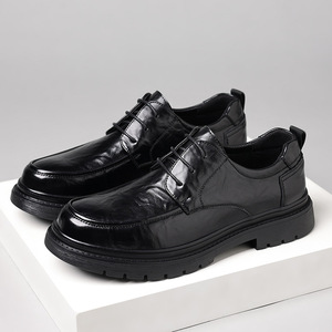 Chaussures habillées décontractées de luxe pour hommes, à lacets, respirantes, à bout carré, semelle épaisse et légères - Product Image 1