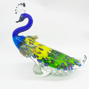 Tay thổi Murano thủy tinh con Công điêu khắc thanh lịch động vật trang trí nội thất thủy tinh thủ công nghệ thuật - Product Image 1