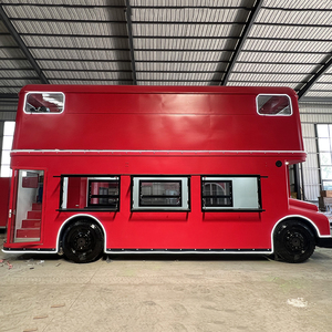 Camion de restauration mobile <span class=keywords><strong>en</strong></span> forme de <span class=keywords><strong>bus</strong></span> londonien à deux étages, style rétro rouge, pour la vente de nourriture de rue - Product Image 1