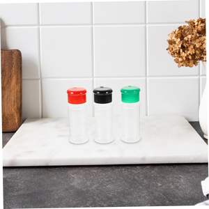 Envase de Plástico Transparente de 100 ml para Especias en Polvo, Grado Alimenticio, con Tapa Abatible Negra Tipo Mariposa - Product Image 3