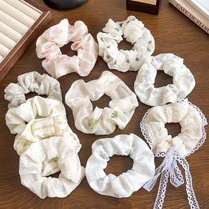 Ballet Style Spring and Summer Lace Scrunchies Sweet Hair Band <strong>Tartan</strong> Webbing Bow Hair Accessories - Product Image 4