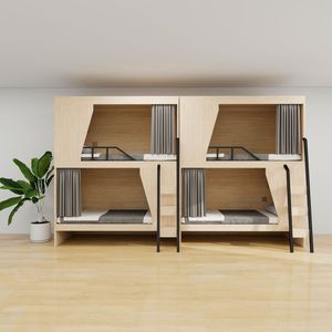 Letto <span class=keywords><strong>a</strong></span> capsula in legno con design <span class=keywords><strong>a</strong></span> castello salvaspazio, moderno, matrimoniale, <span class=keywords><strong>per</strong></span> camere compatte, uso ospedaliero e alberghiero - Product Image 4