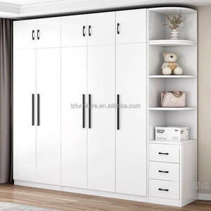 Unique Design White Sliding Door Walk-in Clothes <b>Storage</b> Closet Melamine Bedroom Wardrobe with Corner Cabinet - Product Image 5