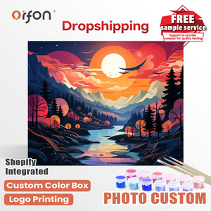 Kit de Peinture par Numéros Orfon Dropshipping - Paysage Vibrant <span class=keywords><strong>Montagne</strong></span>, <span class=keywords><strong>Lac</strong></span> et Lune Colorés pour Décoration Intérieure et Bricolage - Product Image 1