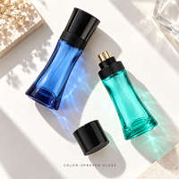 Botol Parfum Kaca Warna-warni 30ml Model Slim Waist Grosir, Botol Semprot Parfum Mini Kosong dengan Tutup Hitam