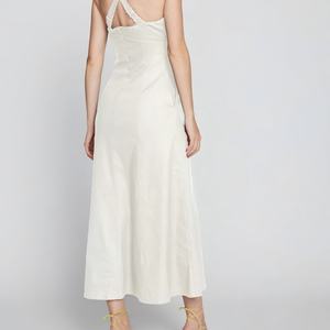 Vestido Midi Elegante e Informal para Mujer 2025, de Algodón y Lino, Cuello en V, Sin Mangas, Transpirable, Lavable, con Patrón Tejido - Product Image 4