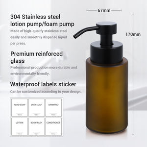 Étagères de salle de bains Organisateur Pompe moussante blanche <span class=keywords><strong>Savon</strong></span> Verre Accessoires de douche Pompe Bouteille Verre <span class=keywords><strong>Lave</strong></span>-<span class=keywords><strong>vaisselle</strong></span> avec pompe en acier - Product Image 4