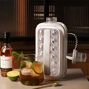 Hot bán xách tay Thời trang mới 2 trong 1 nhà bếp Pop Ice ball maker khuôn Vòng Ice Cube khay với nắp và bin