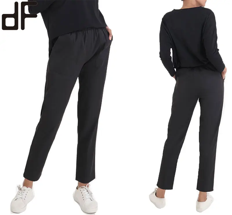 デイルックファクトリーOEMイスラム教徒の女性パンツ黒のテーパードパンツロック弾性パンツ因果ファッション女性のズボン