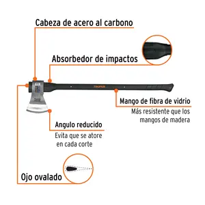 Caja de 2 unidades de 3-1/2 lb de longitud completa Hacha de trabajo, mango de fibra de vidrio, 36 pulgadas - Product Image 1