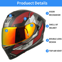 Casque de moto intégral vintage de haute qualité homologué DOT/ECE avec double visière, fixation rapide, en ABS, grande aile arrière, pour course et protection contre les chutes