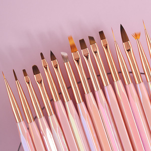 ชุดแปรงเพ้นท์เล็บไนลอน 15 ชิ้น ด้ามยาว สำหรับวาดเส้น ลายดอกไม้ คริสตัล ไล่สี - Product Image 2
