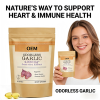 Capsules de Gélules Molles d'Ail Sans Odeur à Marque Blanche OEM, Extrait Haute Concentration Favorisant la Santé Cardiaque et Immunitaire, 60 Unités
