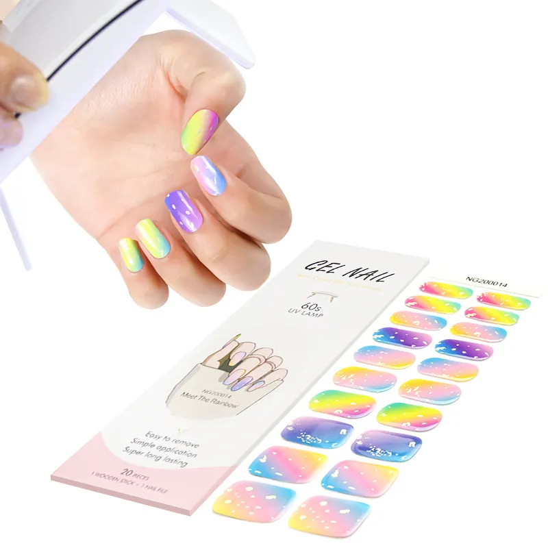 The Nail Huizi Nail Factory Wholesale Semi Cured Gel Nail Strip Stickers Non-Toxic Long Lasting Semi Cured Gel Nail Wraps