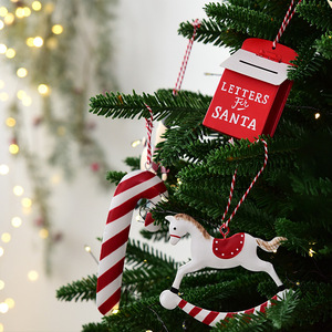 Mới Sáng Tạo Handmade Cây Giáng Sinh Đồ Trang Trí Roking Ngựa Thanh Lịch <span class=keywords><strong>Xmas</strong></span> Hộp Thư Mặt Dây Chuyền Sắt Quà Tặng Cho Lễ hội Quà Tặng - Product Image 4