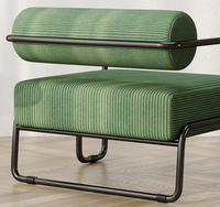 Fauteuil d'appoint vert design moderne avec dossier à coussin, fauteuil lounge de luxe à structure métallique industrielle pour salon et chambre