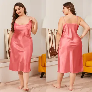 Haute qualité Sexy robe de nuit dormir robe Cami dos nu pyjamas tenue décontractée robes en Satin pour femme